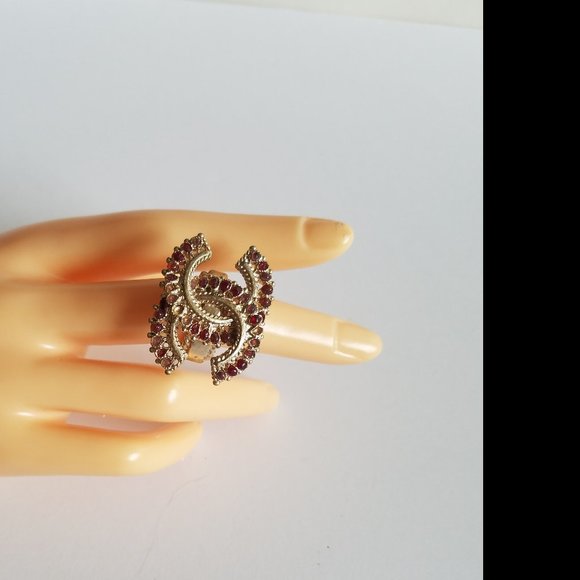Chanel CC Logo Gold Plated Ring Size 6 - Picture 3 of 11